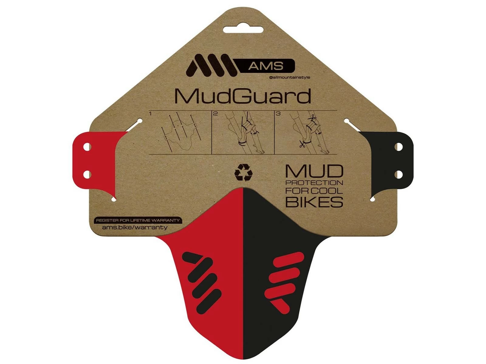 All-mountain-style AMS Garde Boue Avant Rouge Et Noir Mud Guard